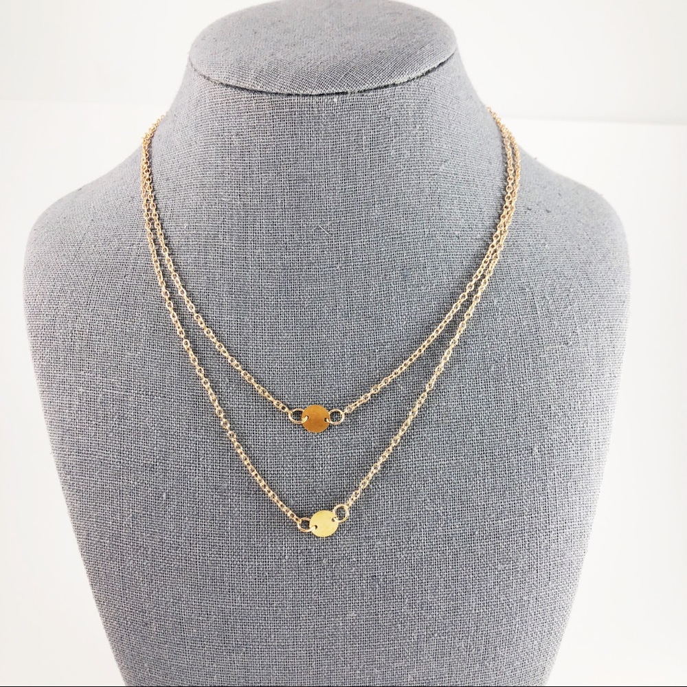 Double Chain Layered Dainty Necklace - Picture 2 of 7